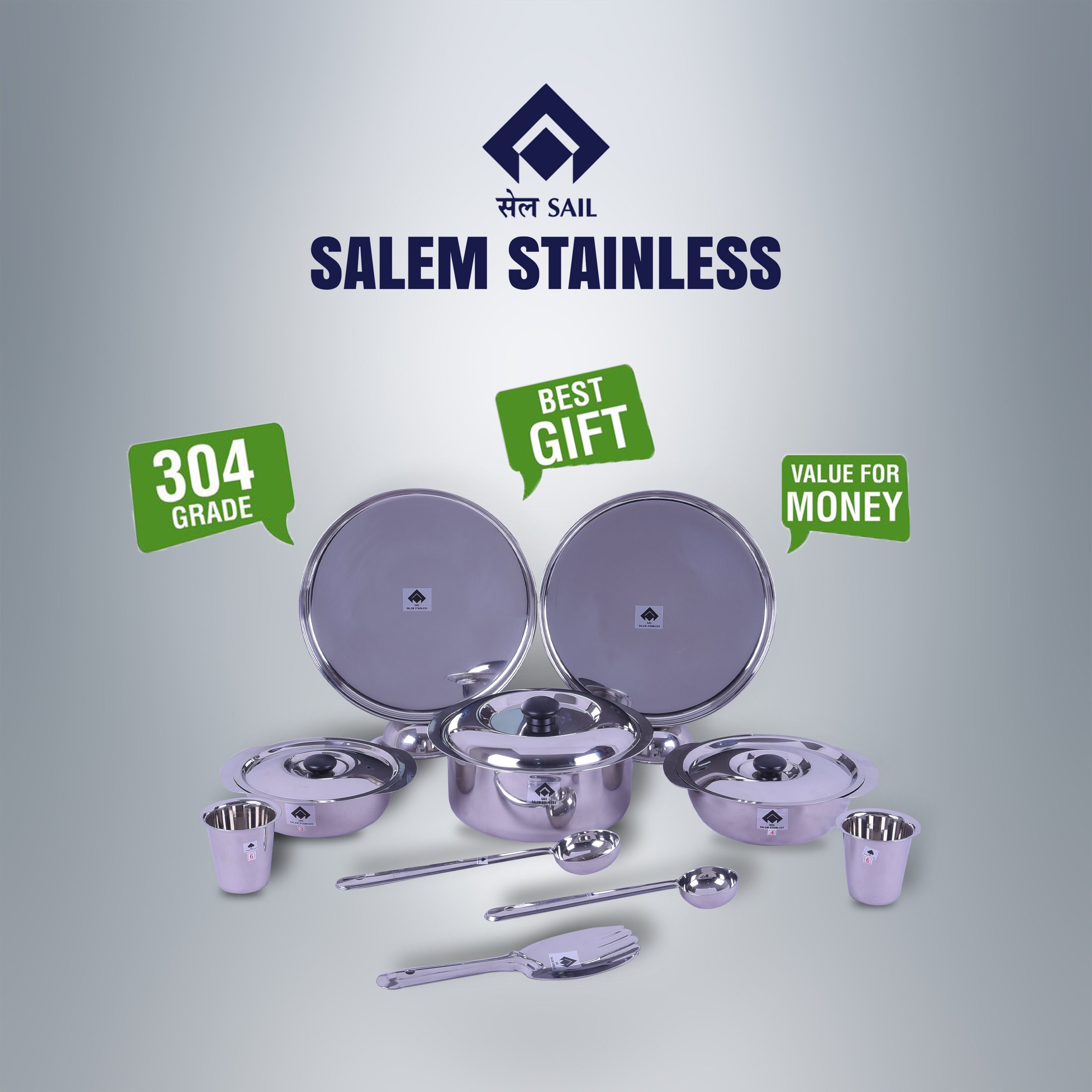 SAIL Salem Stainless 10 Pcs Salad Dinner Set