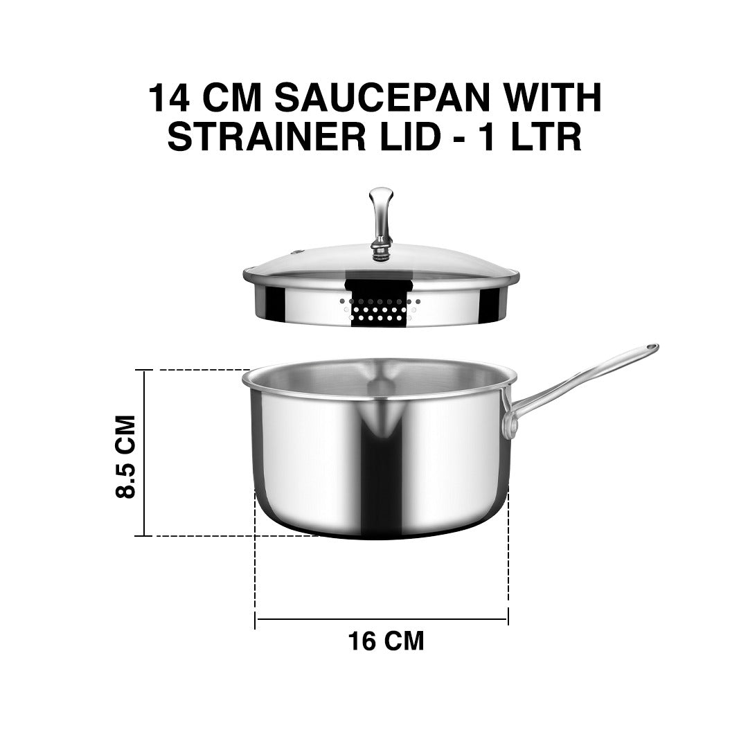 Triply Saucepan With Strainer Glass Lid