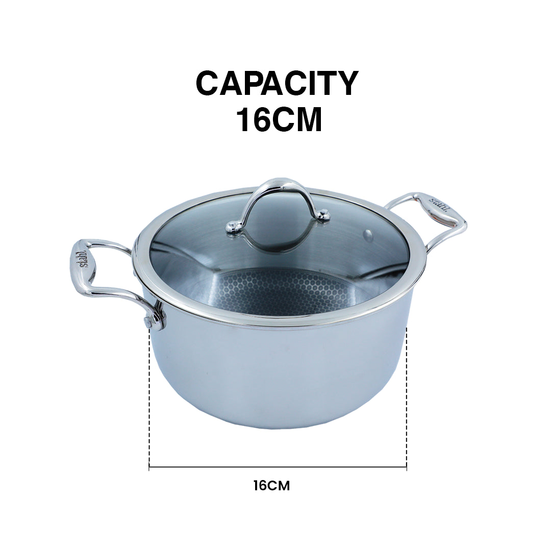Artisan Hybrid Triply Hexaridge Casserole (16CM / 18CM / 20CM / 24CM – SS)