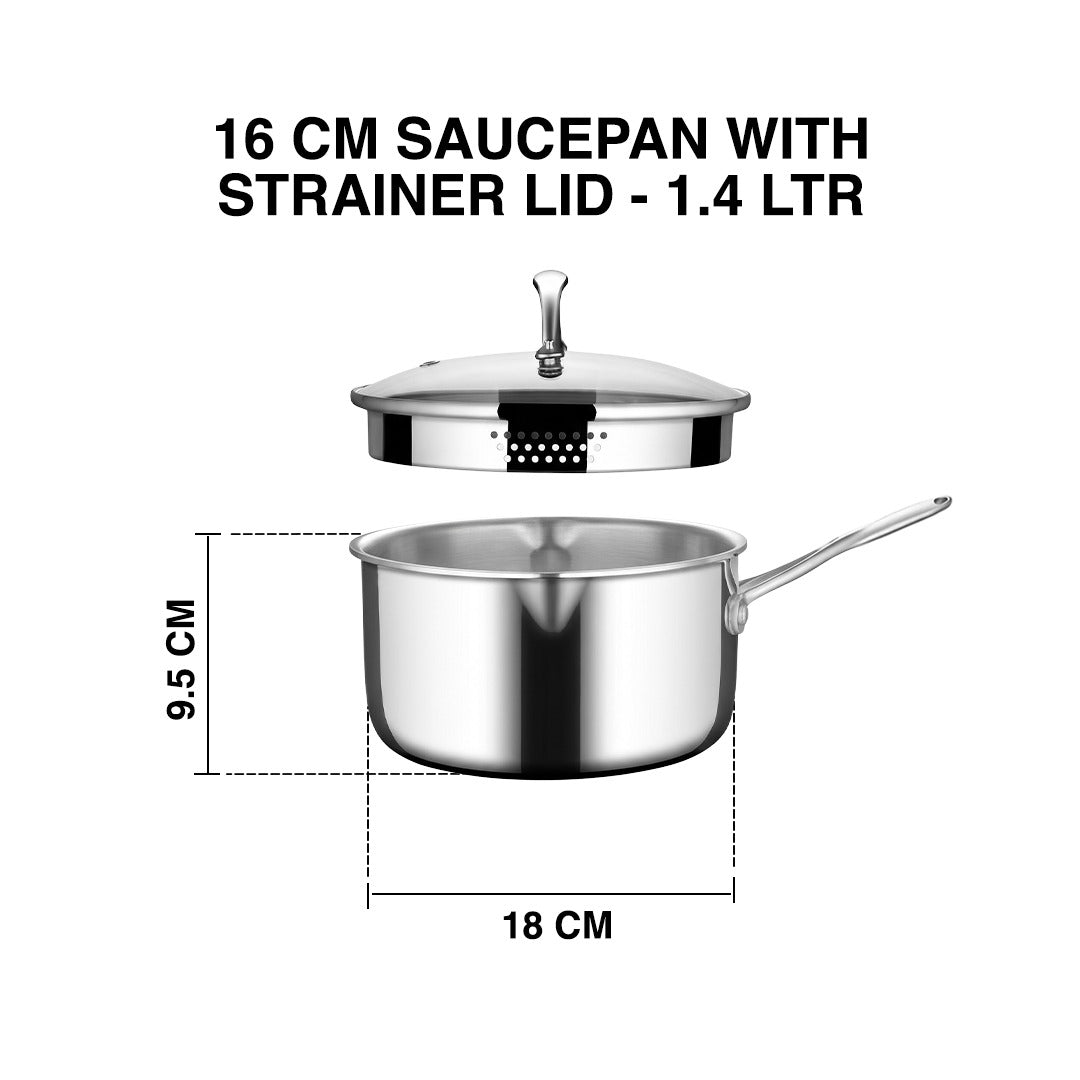 Triply Saucepan With Strainer Glass Lid