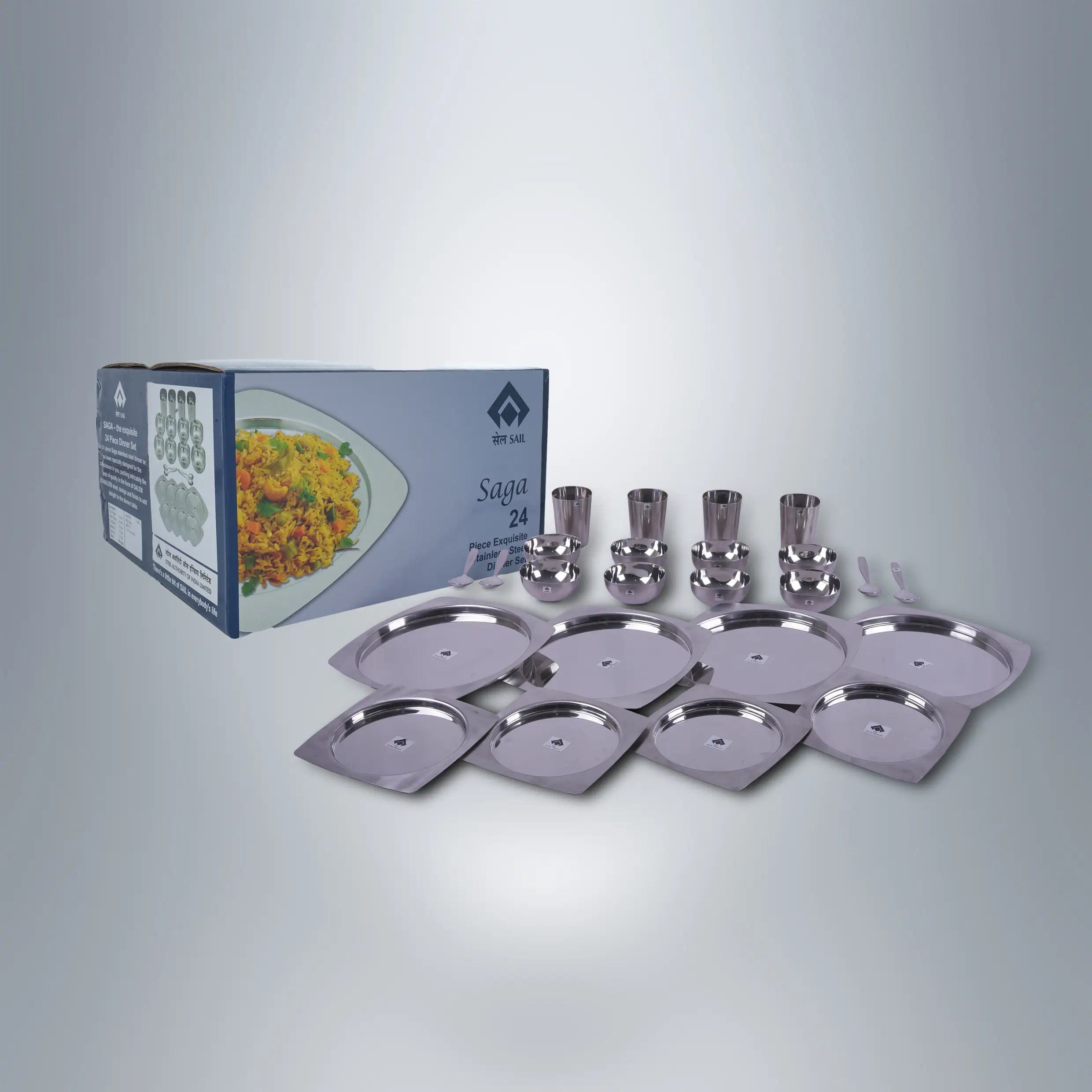 SAIL Salem Stainless 24 Pcs Saga Dinner Set