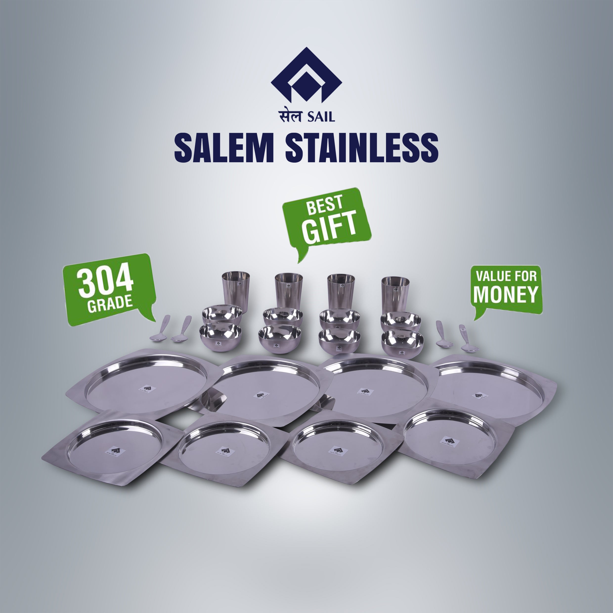 SAIL Salem Stainless 24 Pcs Saga Dinner Set