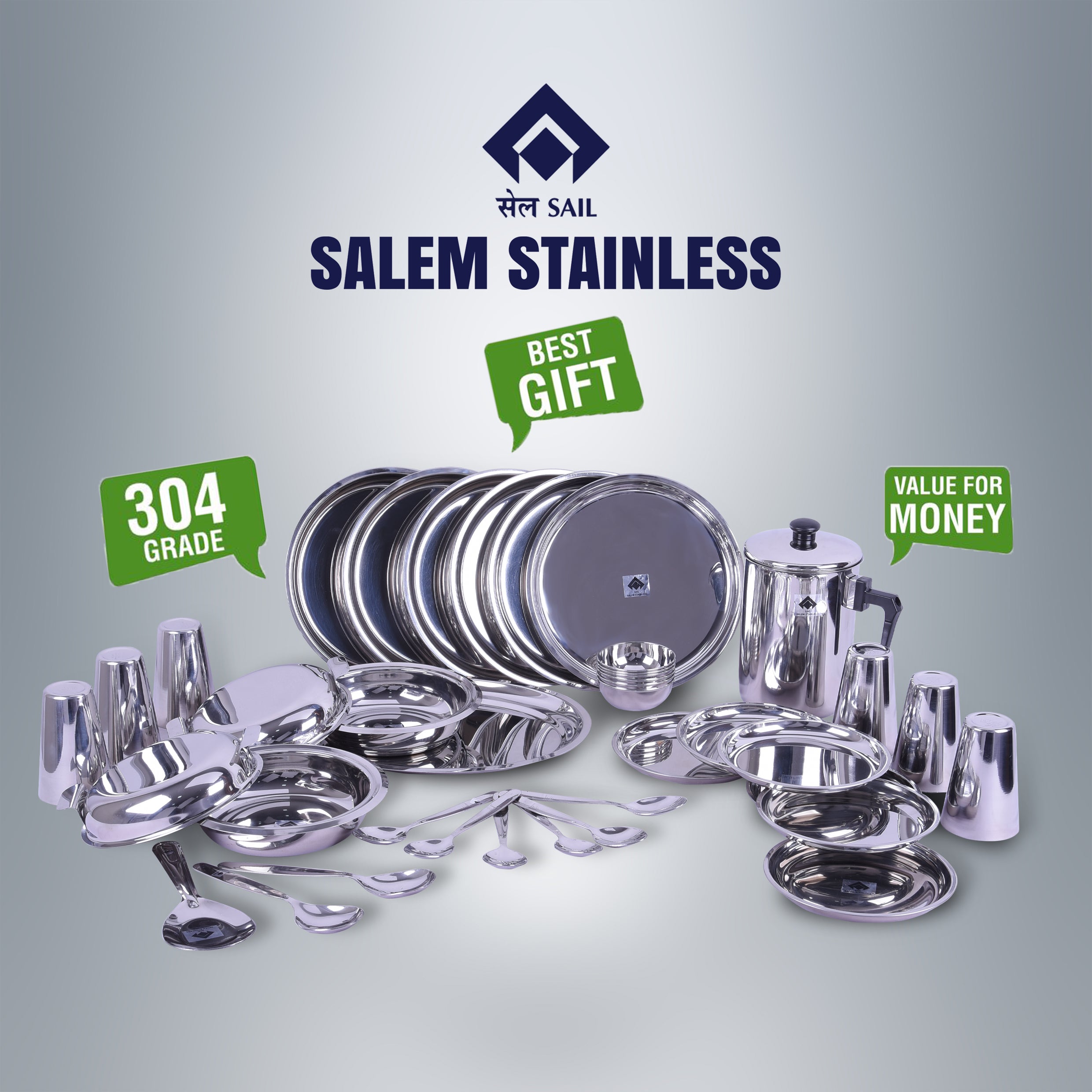 SAIL Salem Stainless 37 Pcs Dinner Set