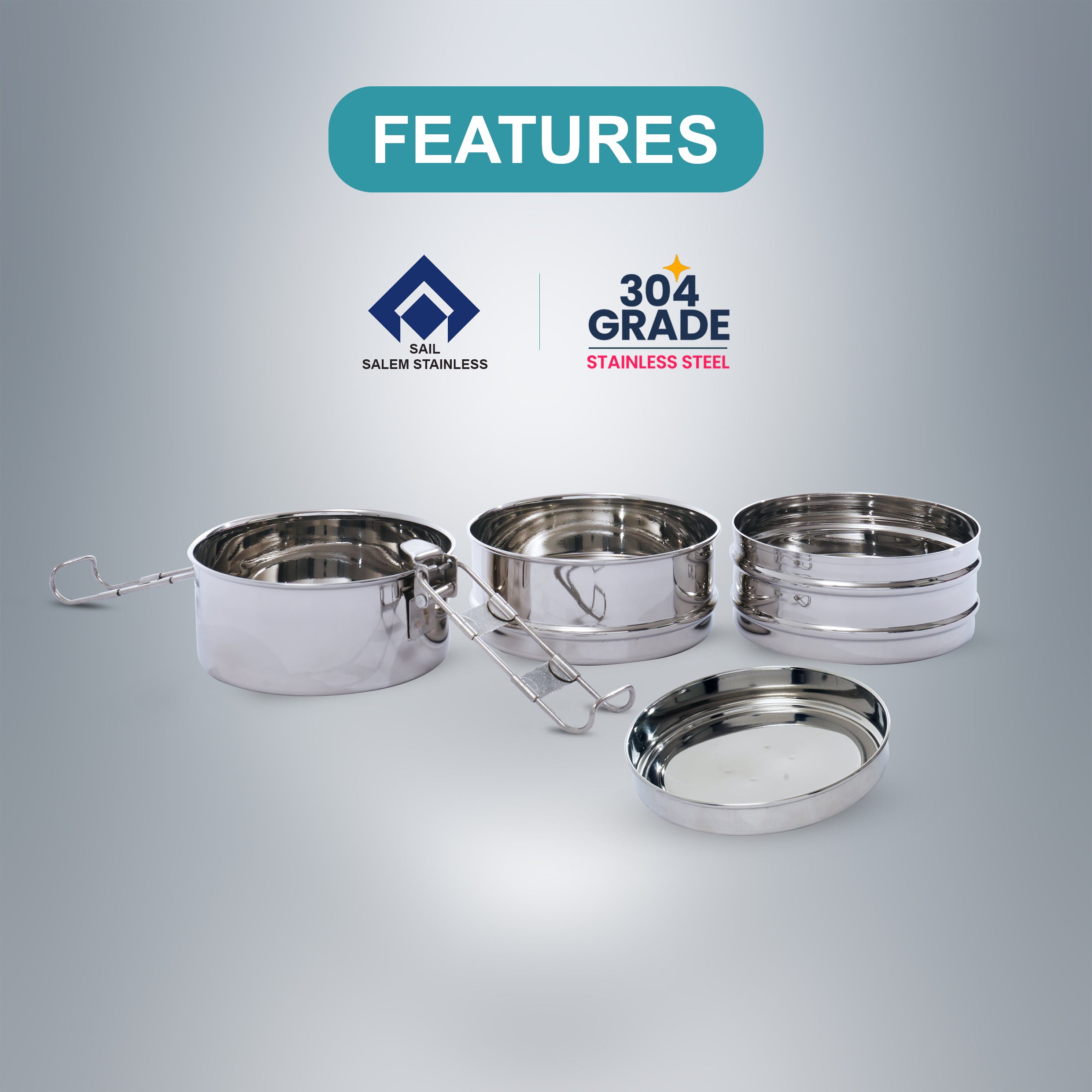 SAIL Salem Stainless 3 Layer Lunch Box