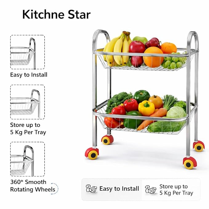 Square Veg Trolly (2 / 3 / 4 TIER – SS)