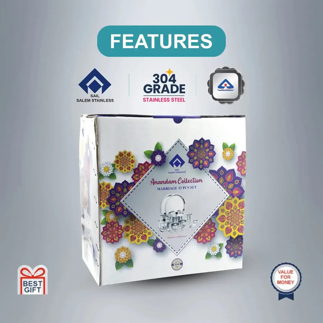 SAIL 12 Pcs Anandam Collection Marriage Set - Ramss Salem Stainless