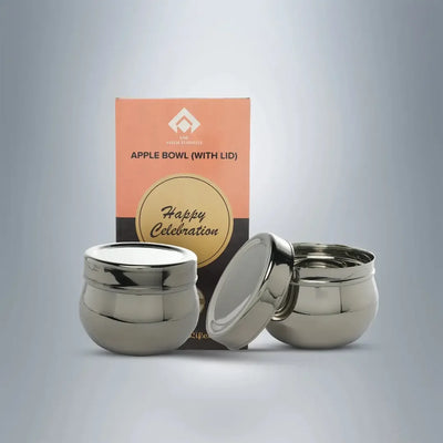 SAIL Apple Bowl With Lid (Sangam Spice Pot) Set of 2 - Ramss Salem Stainless