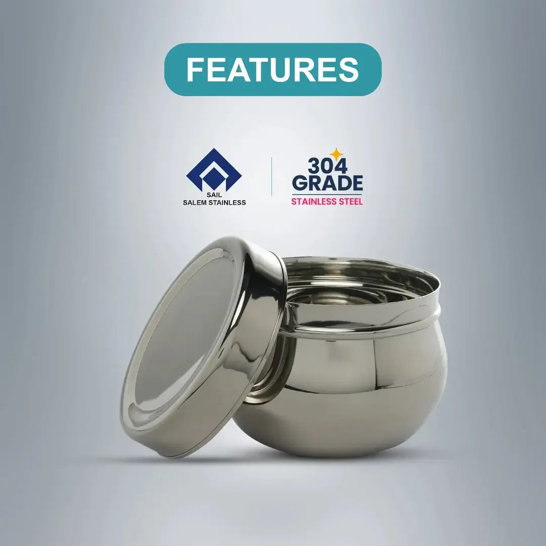 SAIL Apple Bowl With Lid (Sangam Spice Pot) Set of 2 - Ramss Salem Stainless