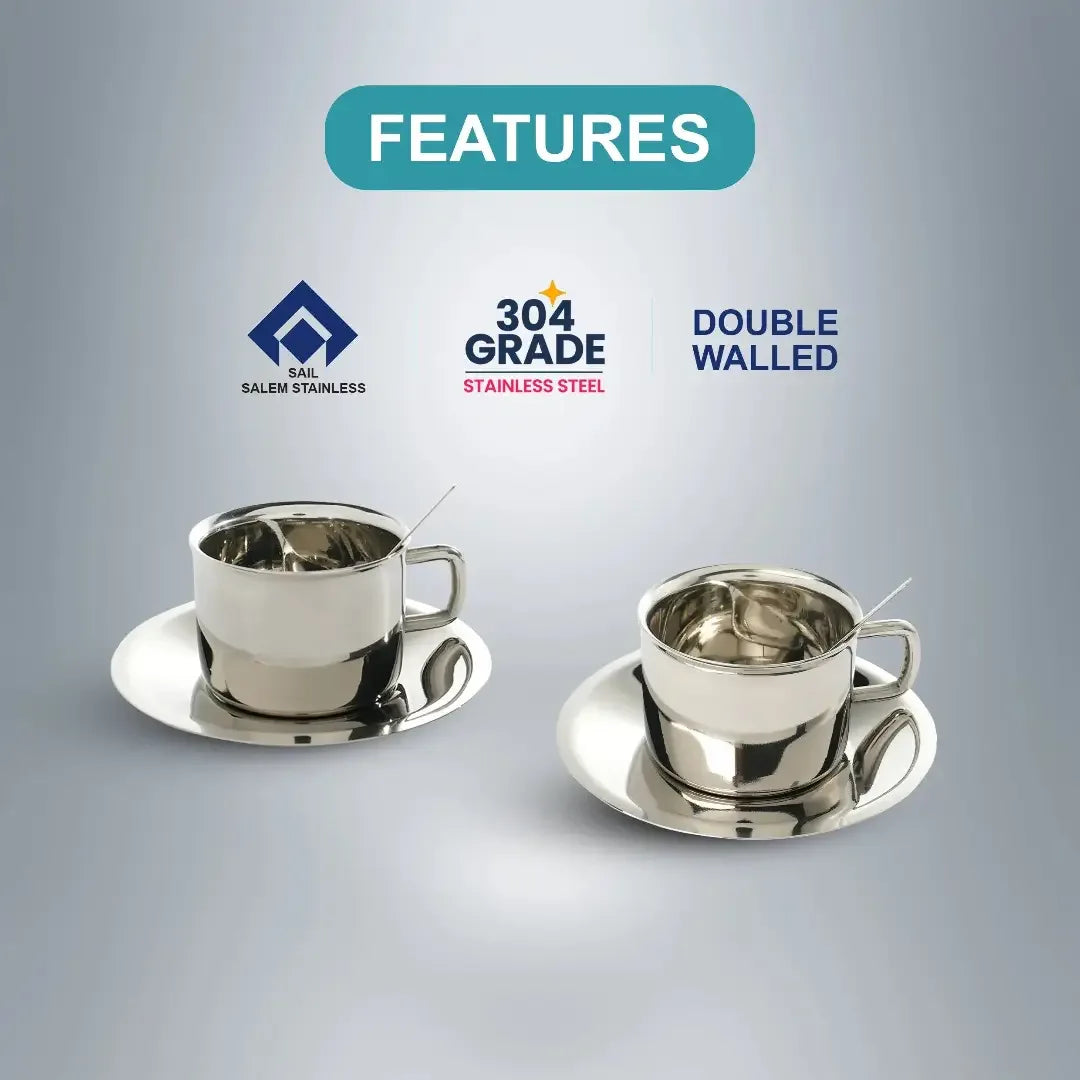 SAIL Cup & Saucer Set of 2 - Ramss Salem Stainless