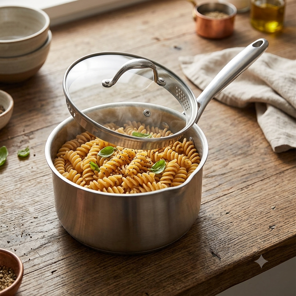 Triply Saucepan With Strainer Glass Lid