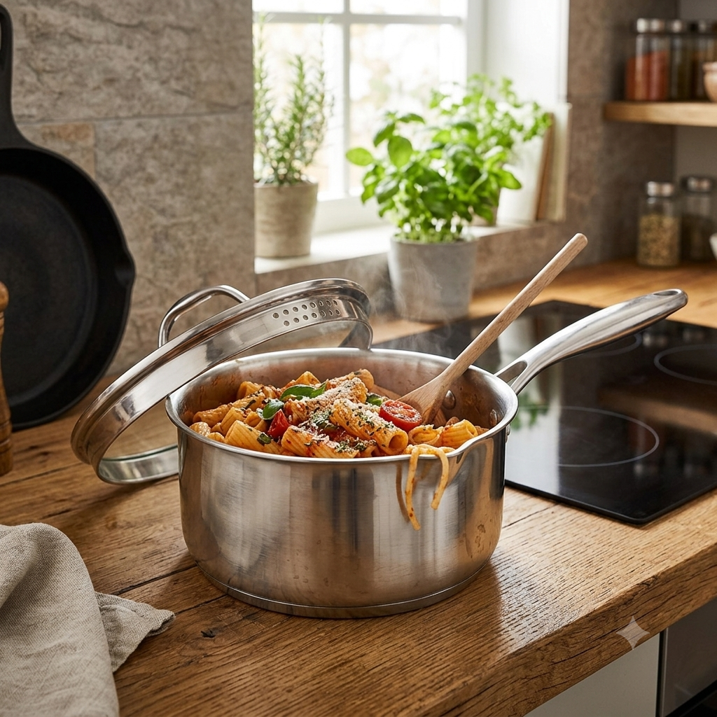 Triply Saucepan With Strainer Glass Lid