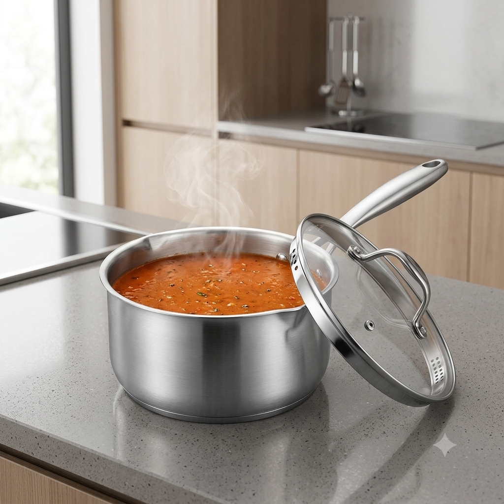 Triply Saucepan With Strainer Glass Lid