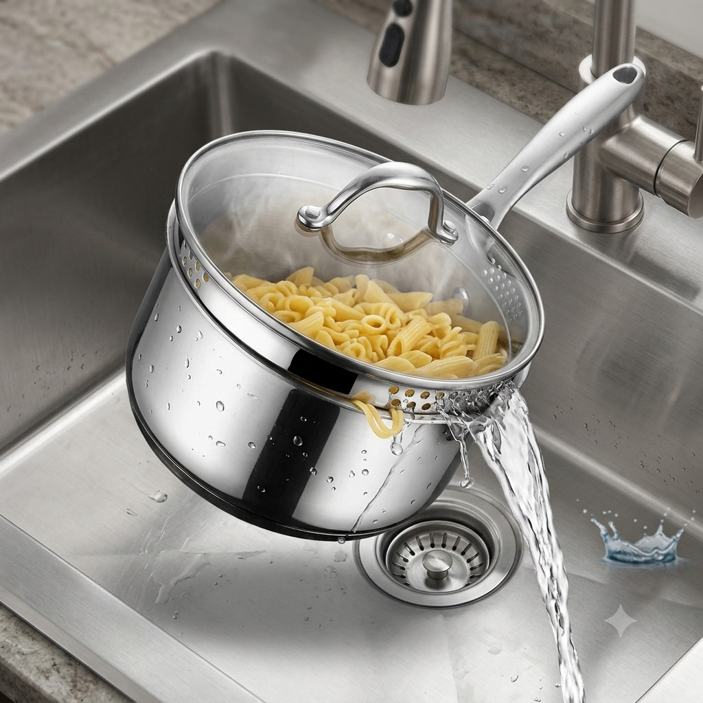 Triply Saucepan With Strainer Glass Lid