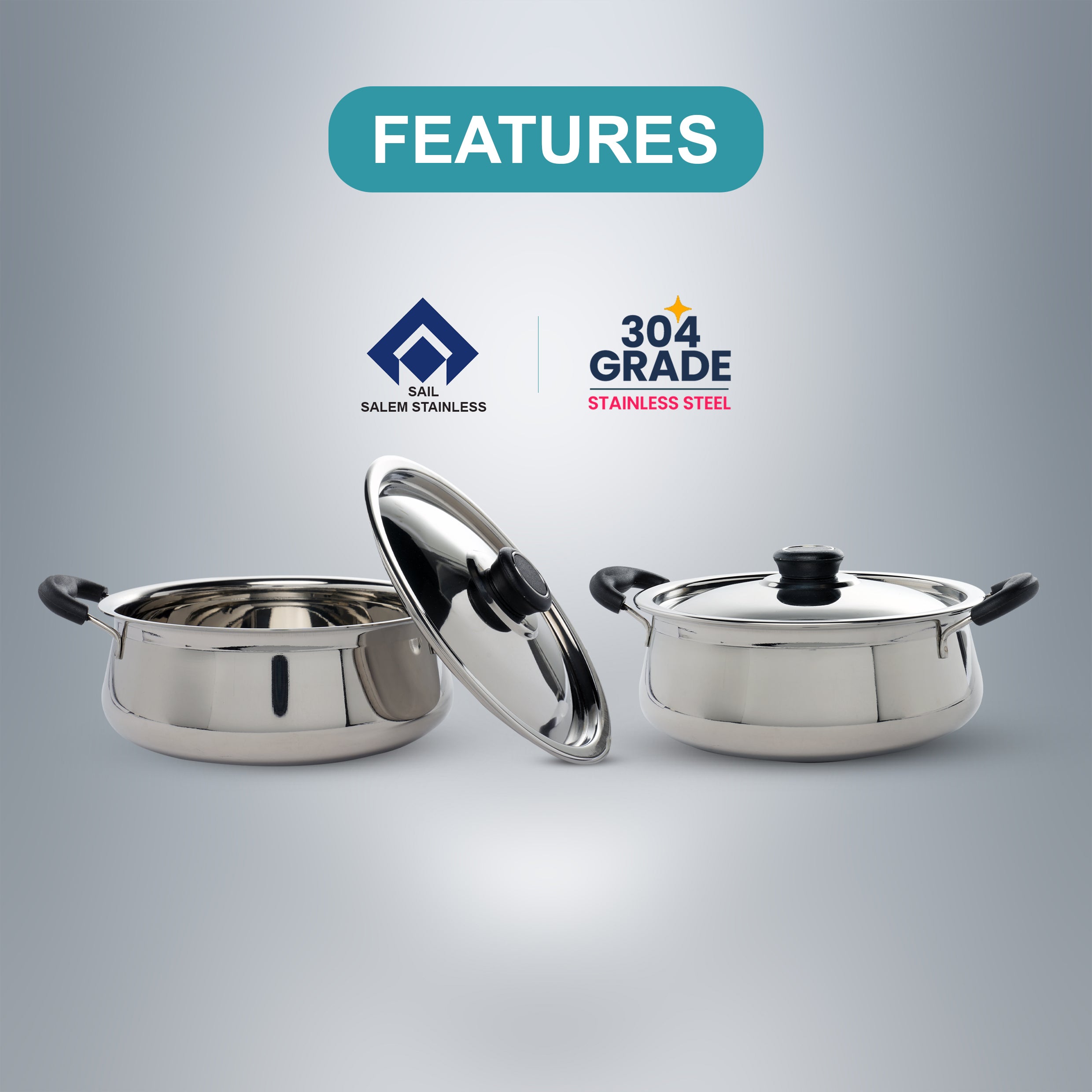 SAIL Salem Stainless Handi with Lid (Dewani Handi)