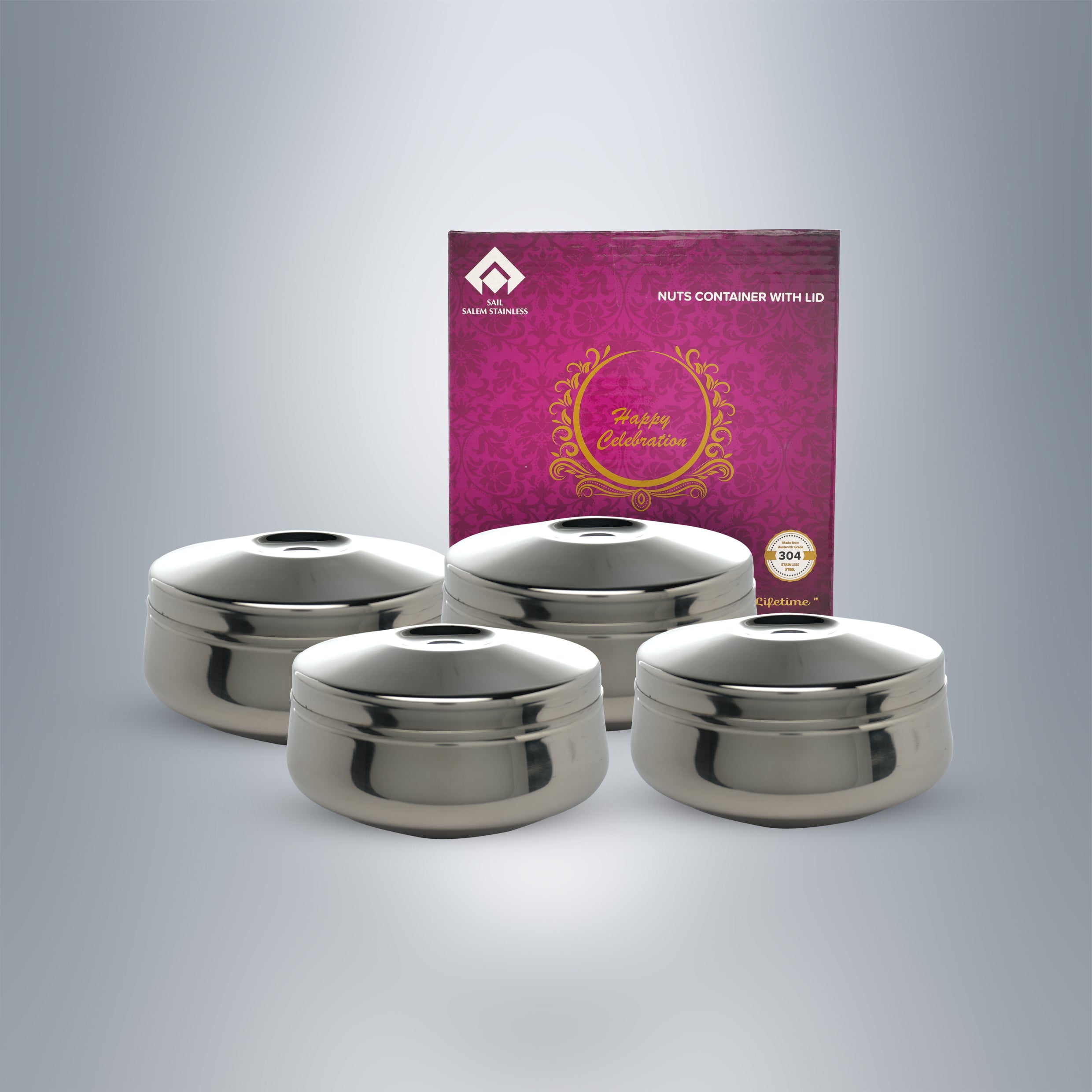 SAIL Salem Stainless Nuts Container with Lid(Ambrosia) Set of 4