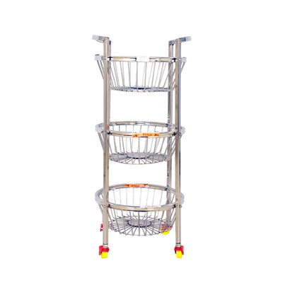 Round Veg Trolley (3 Tier-Small, SS)