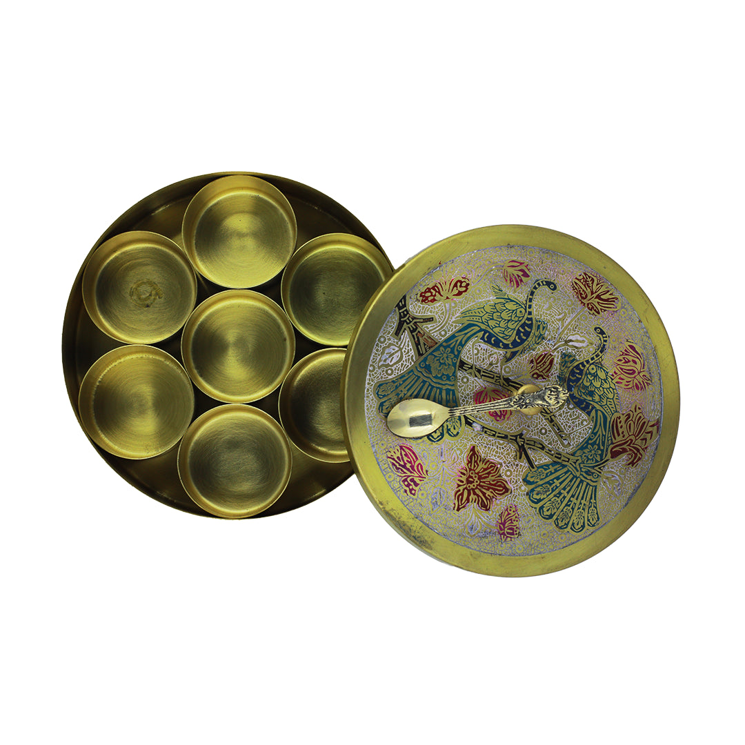 Peacock Brass Spice Box 50G
