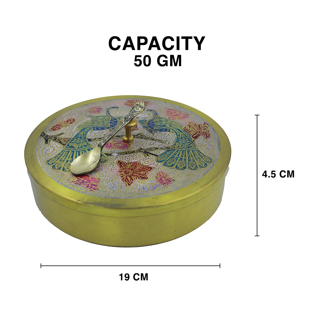 Peacock Brass Spice Box 50G