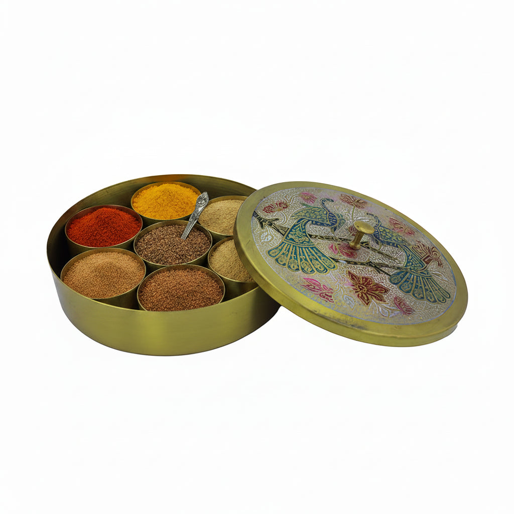 Peacock Brass Spice Box 50G