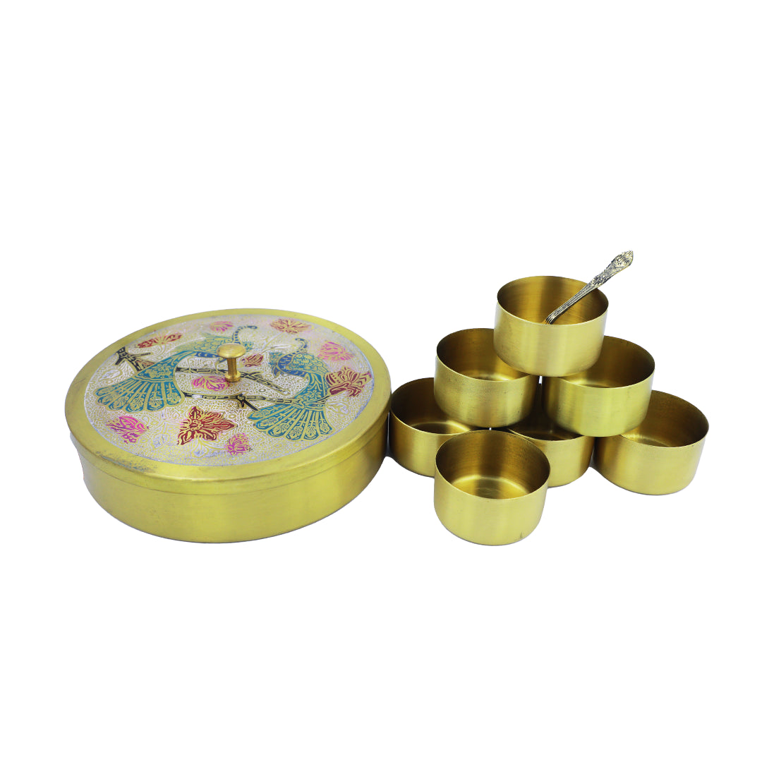 Peacock Brass Spice Box 50G
