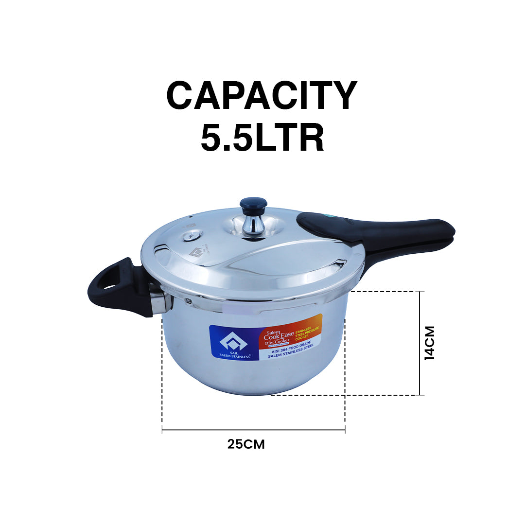 SAIL Pressure Cooker (Diet Cooker – 5.5L, Stainless Steel)