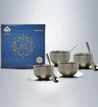 SAIL Salem Stainless Soup Bowl with Saucer & Spoon Set of 4 - Ramss Salem Stainless