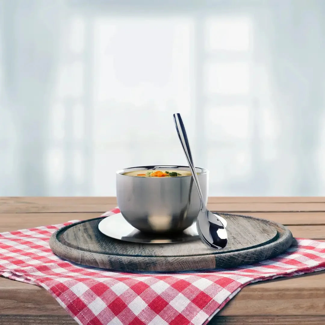 SAIL Salem Stainless Soup Bowl with Saucer & Spoon Set of 4 - Ramss Salem Stainless