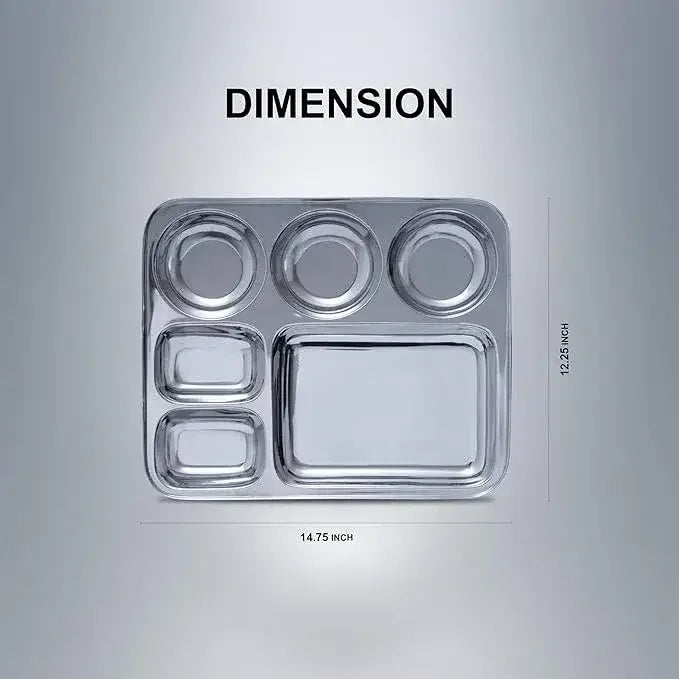 SAIL Salem Stainless Rectangular 6 in 1 Compartment Plate - Ramss Salem Stainless