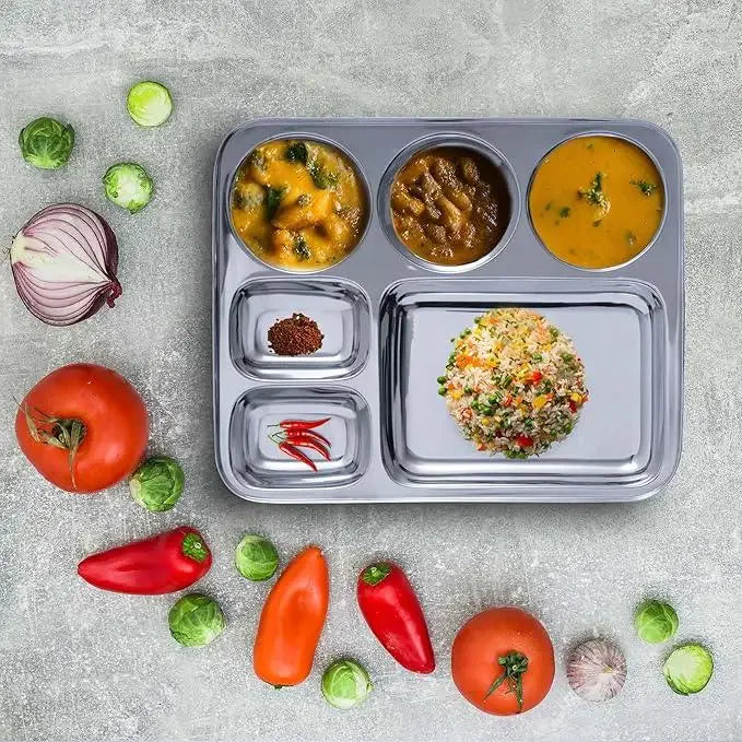 SAIL Salem Stainless Rectangular 6 in 1 Compartment Plate - Ramss Salem Stainless