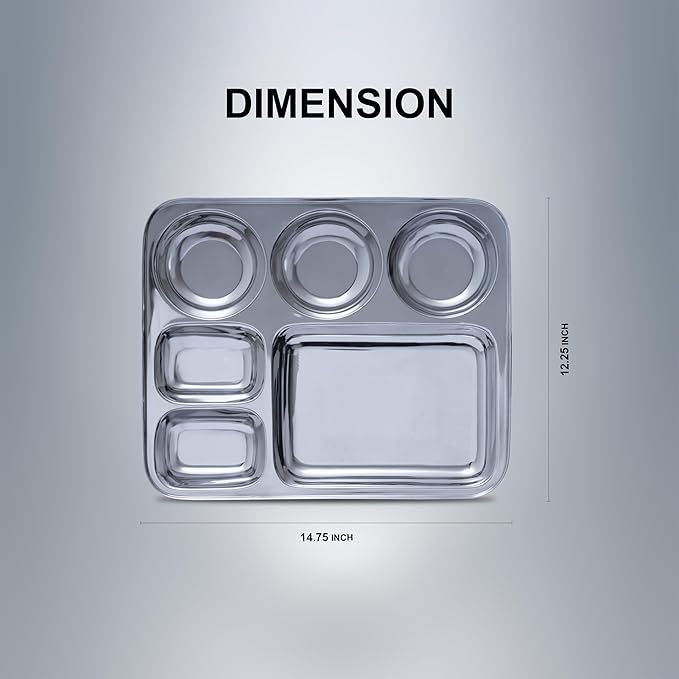 SAIL Salem Stainless Rectangular 6 in 1 Compartment Plate