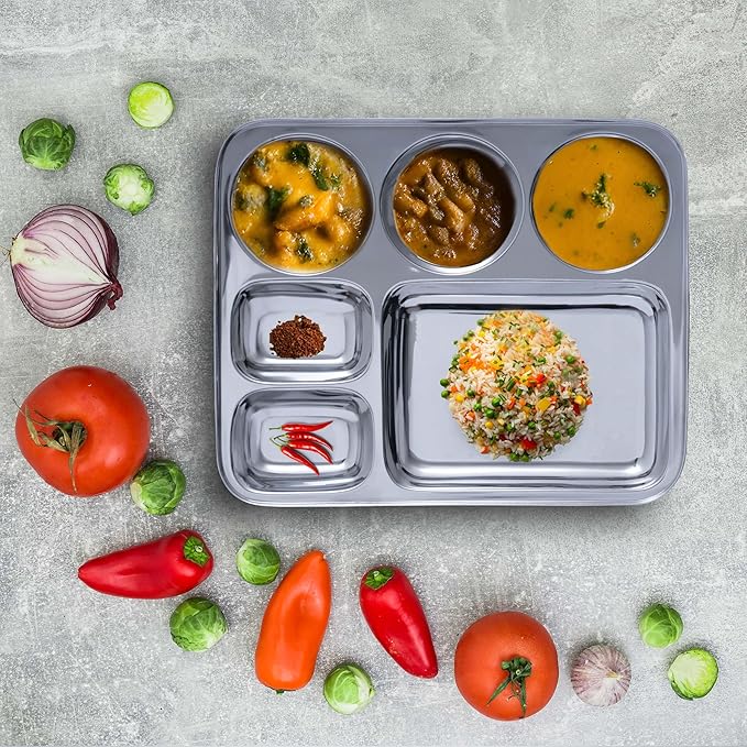 SAIL Salem Stainless Rectangular 6 in 1 Compartment Plate