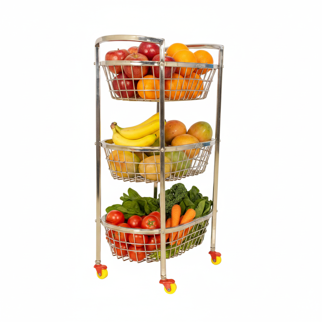 Oval Veg Trolley 3 Tier – SS